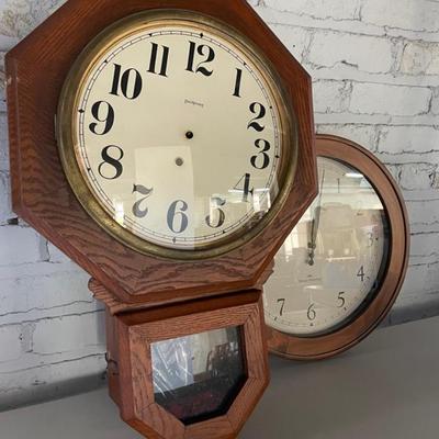 Ingraham Short Drop School House Wall Clock With Contemporary Clock