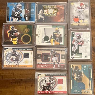 10 Collectible Game Worn Jersey Football Cards #2