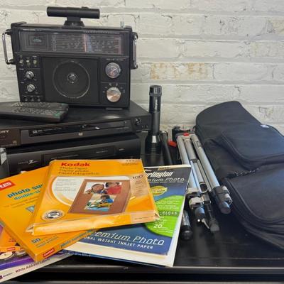 Assorted Electronics With Realistic Shortwave Radio, VCR, DVD, Photo Tripods & More