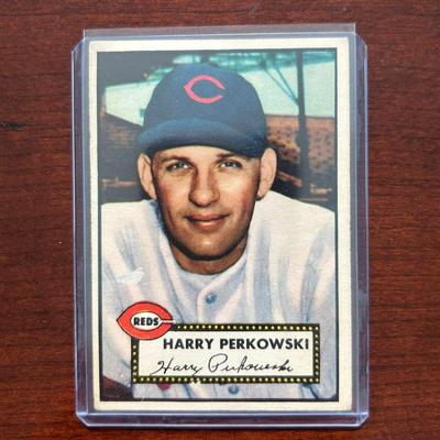 1952 Topps Baseball Card. Harry Perkowski - Cincinnati Reds. Card #142