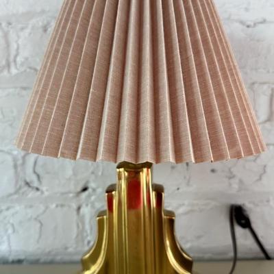 Art Deco Style Accent Or Table Lamp, Solid Brass Base With Shade
