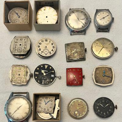 Antiques Mens& Ladies Watch Movements & Parts, Bulova, Elgin, Timex & More