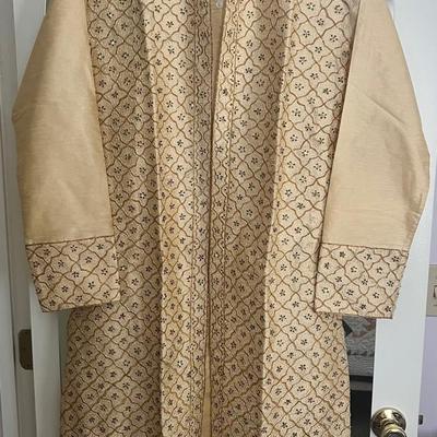 Vintage Riwaaz Kurta Style Satin Ceremonial Men’s Jacket - Large