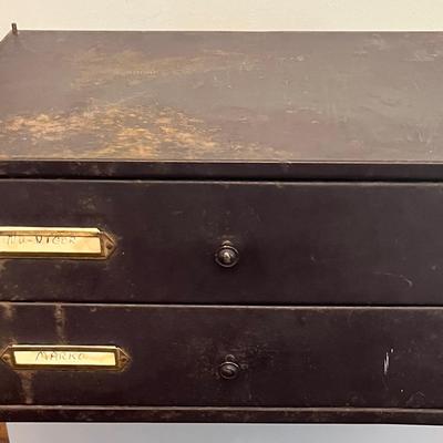 Antique Metal Watch Makers Cabinet Filled With Watch Parts