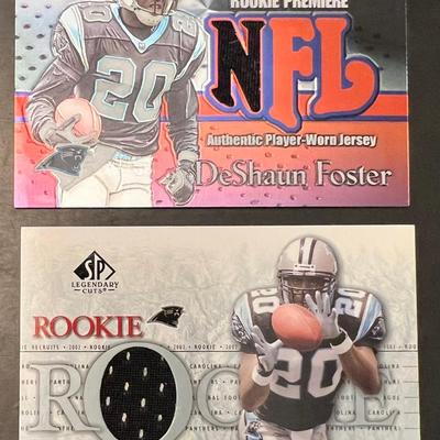 2 Collectible Rookie DeShaun Foster Football Cards, Jersey Relics