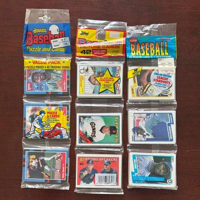 Three Sealed/Unopened Baseball Rack Packs. 1988 Donruss, 1988 Topps, and 1990 Fleer