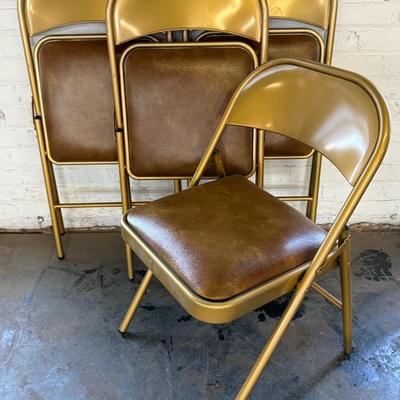 Mid-Century Vinyl Padded Folding Chairs (4) By Mecoline