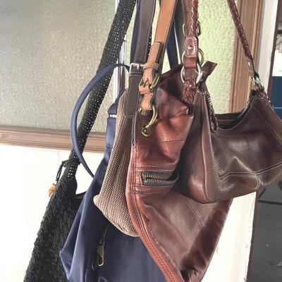 Vintage Fossil Bags With Long Live Leather Bag, Sax Bags And Liz Claiborne Crocheted Bag
