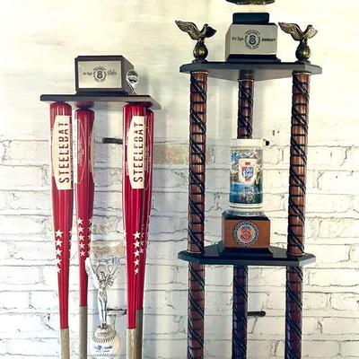 Two Vintage Women's Softball Championship Trophies, 1980s