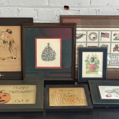 Collection Of Framed Art And Home Decor Cross-Stitch Pieces (7)