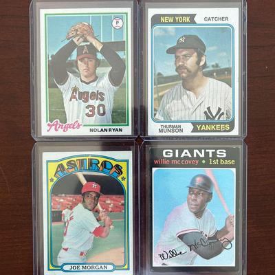 Vintage Topps Baseball Cards. Nolan Ryan, Thurman Munson, Joe Morgan, Willie McCovey