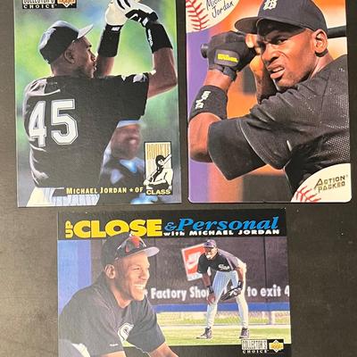 3 Collectible Michael Jordan Baseball Cards, Rookie?