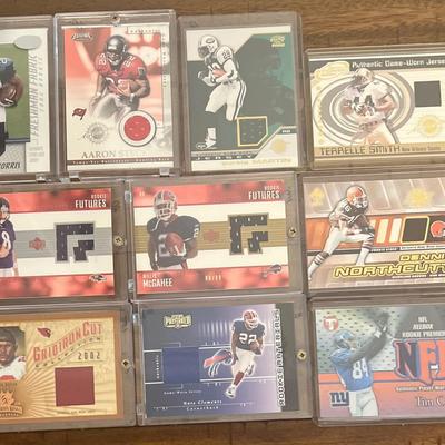 10 Collectible Game Worn Jersey Football Cards #1