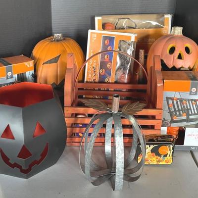 Halloween Decor With Crate & Barrel Metal Pumpkin Lantern 