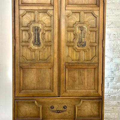 Stanley Furniture Mediterranean Style Fruitwood Linen Press / Dresser, 1970s