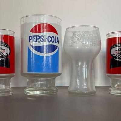 Pepsi and Pringles Advertising Glasses, 1980s