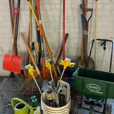 Yard & Garden Tools With Shovels, Seeder, Rakes, Animal Traps, Etc