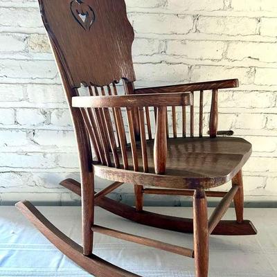 Art Nouveau Child's Oak Rocking Chair, Circa 1910