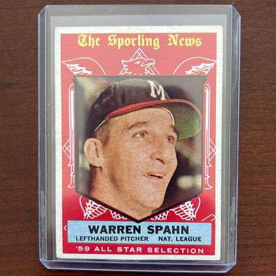 1959 Topps Baseball Card. Warren Spahn All Star Card. Card #571