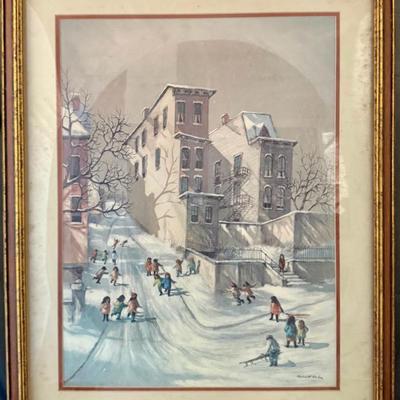 Robert Fabe Print, Winter Scene