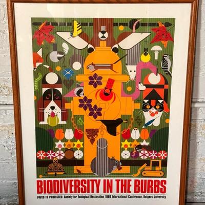 Charley Harper ‘Biodiversity In The Burbs’ Framed Limited Edition Print, Rutgers University