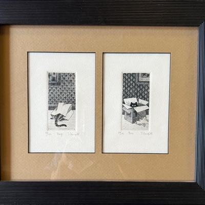 Signed and Numbered Etchings of Cats by S. Sturgill