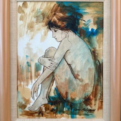 Signed Oil on Canvas, Nude Woman