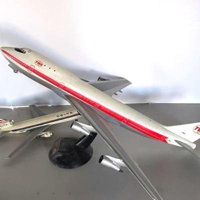 TWA 747 Boeing Model Plane With Delta Model Plane