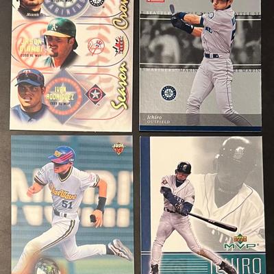4 Collectible Ichiro Baseball Cards, 1999 Blue Wave Team