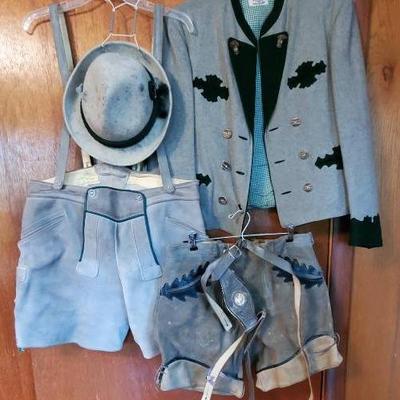German Lederhosen, Hat and Wool Jacket