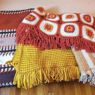 (4) Vintage Handmade Afghans 