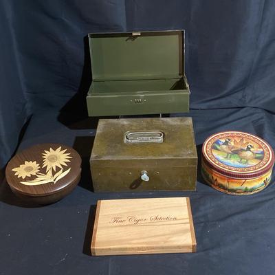 Vintage Tin Storage Containers and Other Items 