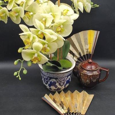 Beautiful Faux Orchid and Oriental Accessories 