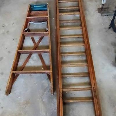 (2) Vintage Wooden Ladders 
