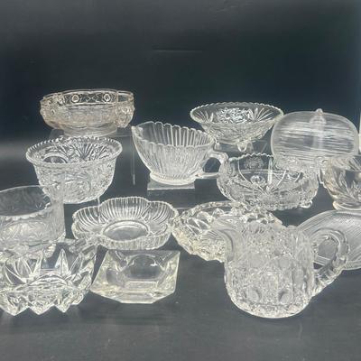 Collection of Vintage Cut Glass and Pressed Glassware 