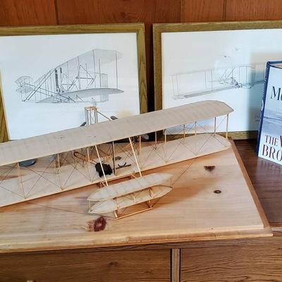 "The Wright Brothers" Book, Plane Model and Framed Prints 