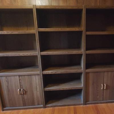 (3)  Bookshelves with Cabinets 