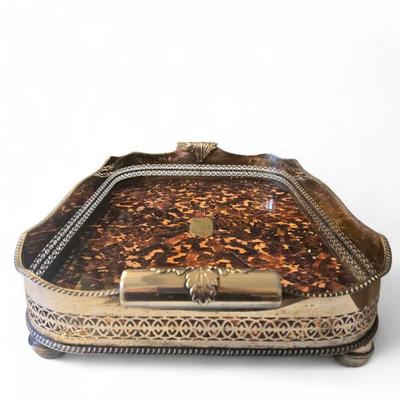 Silver plate and faux tortoise grand tray. circa 1910