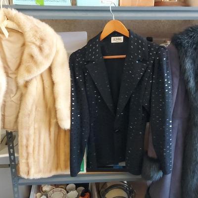 FUR STOLE, ST JOHN BLAZER AND INC LONG COAT 