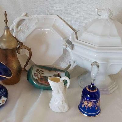 PRETTY DECOR AND KITCHEN WARE BY BELLEEK, BOHEMIA CRYSTAL, AND MORE