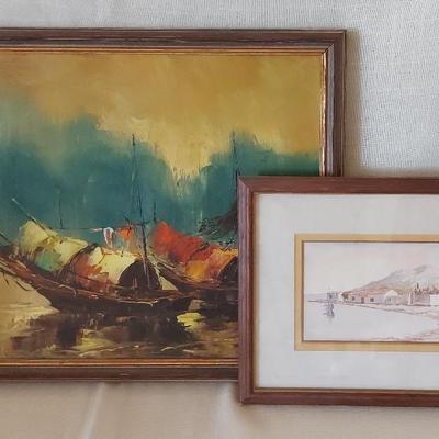 TWO SEASCAPE PAINTINGS SIGNED BY THE ARTISTS