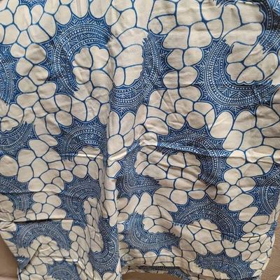 Blue Crescent Curtain Ivory Coast Wax Print Fabric 