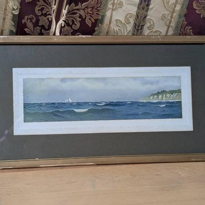 Seaside Cliff With Sailboat Print