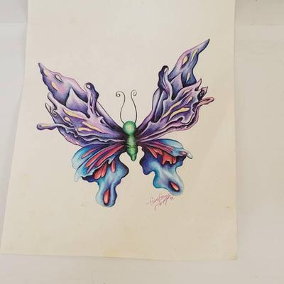 Gary Griggs 1999 Psychedelic Butterfly Pencil Drawing