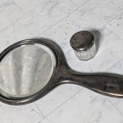 Monogrammed Mirror and Tiny Canister Sterling Silver Crystal