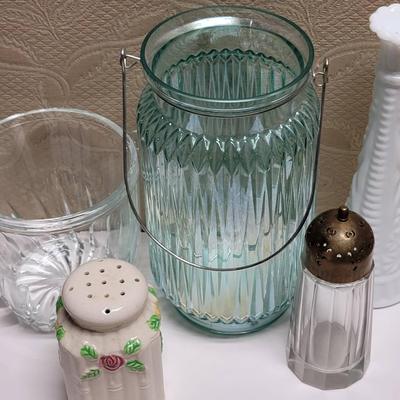 Mix Match Glass Ceramic Vase And Jar Lot - 5 Pieces - Vintage