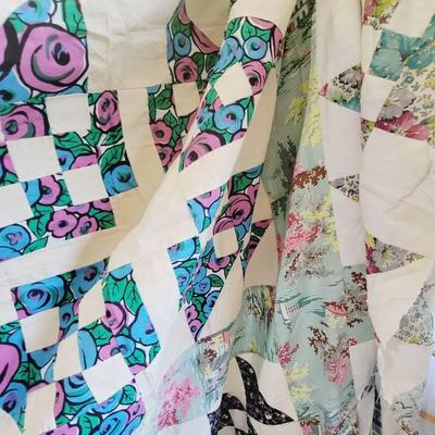 Quilt Top All Vintage Fabrics Approx 72 X 74