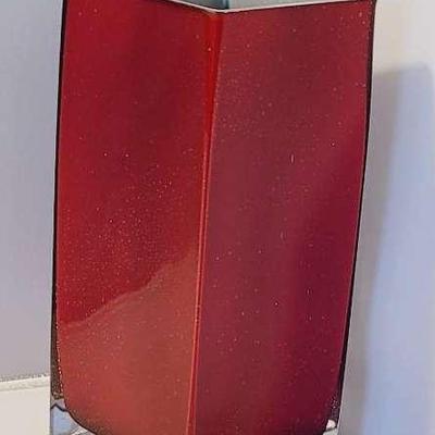 Geometric Cranberry Flash Glass Vase