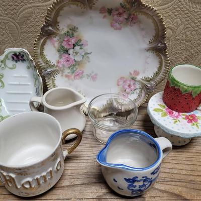 Floral And Solid Dishes Lot - For Kitchen Or Decor - Vintage 