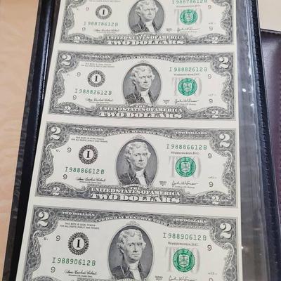 Uncut $2 Bills World Reserve Monetary Exchange - 2 Pieces